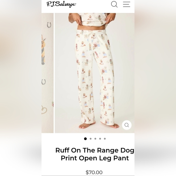 P.J.Salvage Dogs Print Pull On Drawstring Open Leg Relaxed Fit Pants XS - Picture 13 of 13